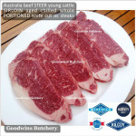 Beef Sirloin AGED BY GOODWINS Australia STEER young cattle (Striploin / New York Strip / Has Luar) frozen brand Harvey/Midfield ROAST SMALL 4-5" +/-1.3 kg/pc (price/kg)